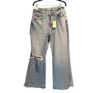 NWT Forever 21 Size 30 distressed jeans flare leg relaxed pinched waist 90's fit